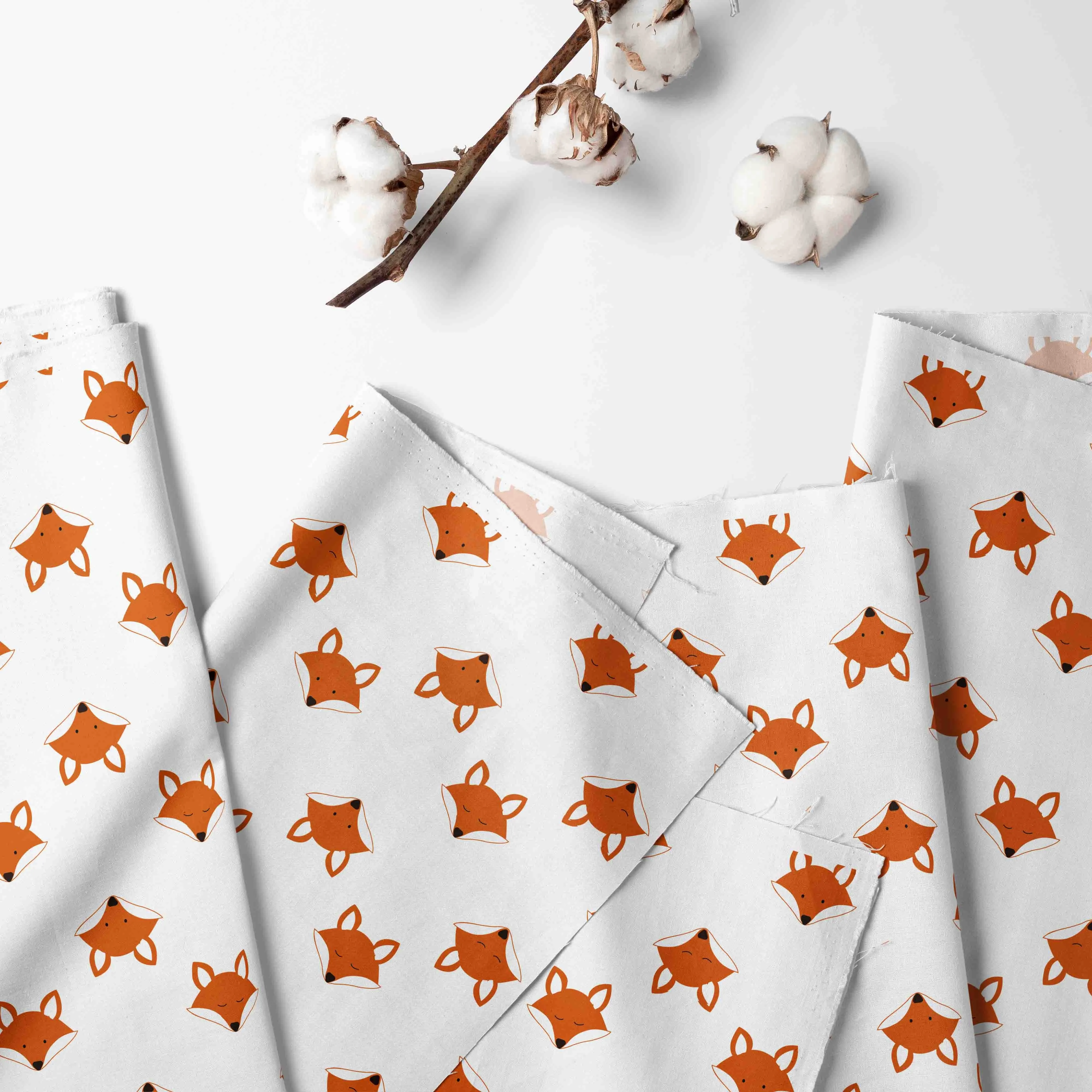 Bacati - Playful Fox 10-Piece Crib Bedding Set with Crib Rail Guard - Orange/Grey Unisex