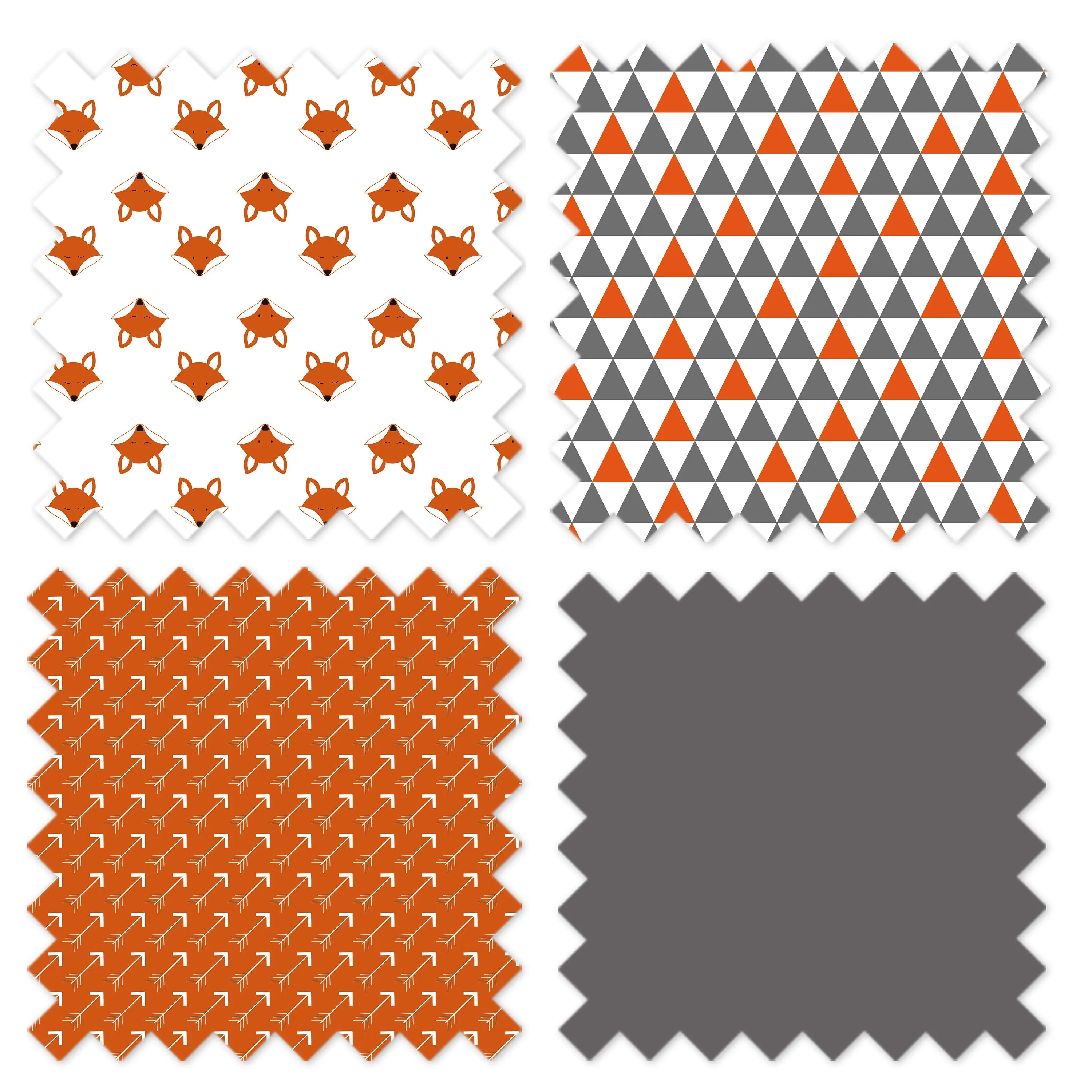 Bacati - Playful Fox 10-Piece Crib Bedding Set with Crib Rail Guard - Orange/Grey Unisex