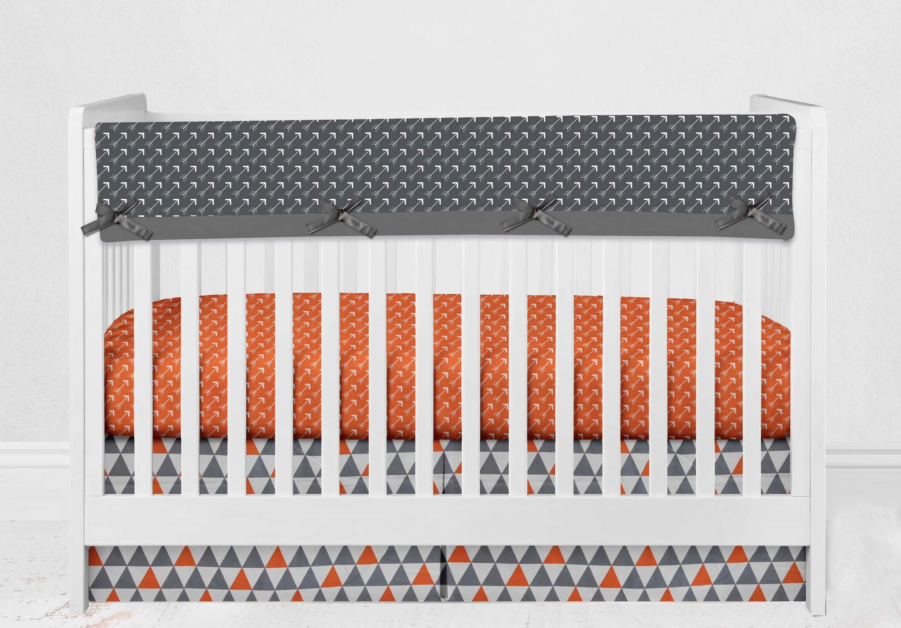 Bacati - Playful Fox 10-Piece Crib Bedding Set with Crib Rail Guard - Orange/Grey Unisex