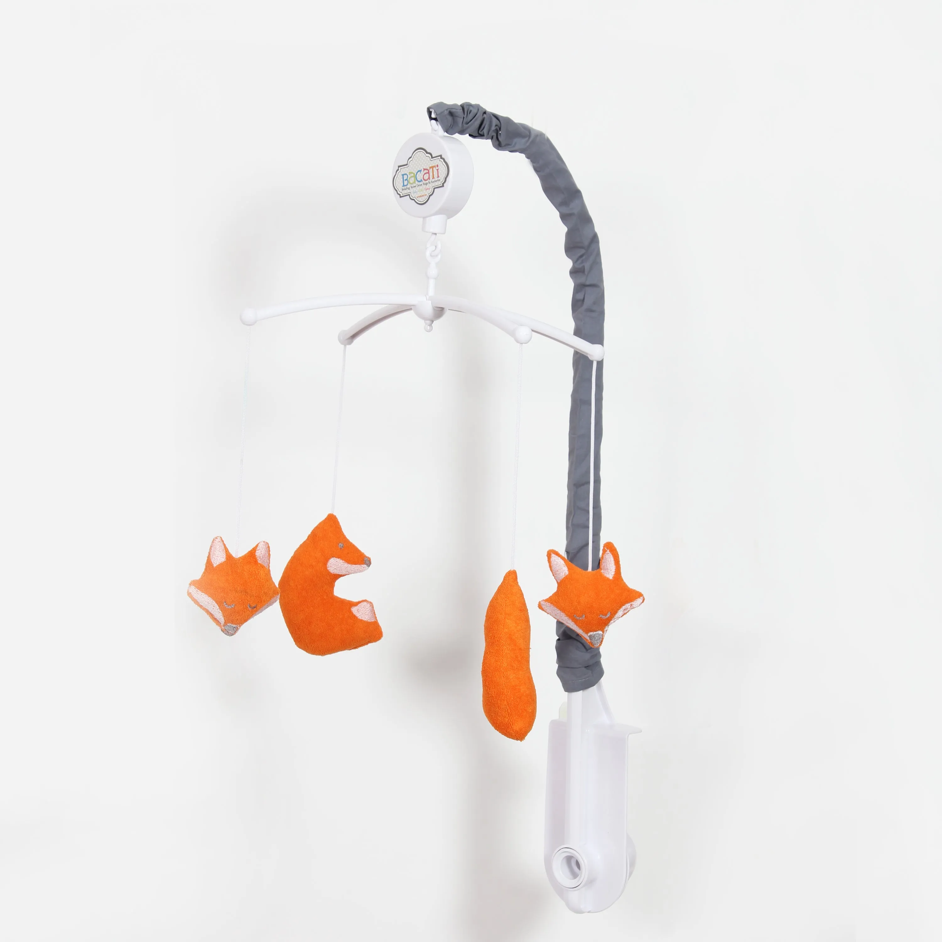Bacati - Playful Fox 10-Piece Crib Bedding Set with Crib Rail Guard - Orange/Grey Unisex