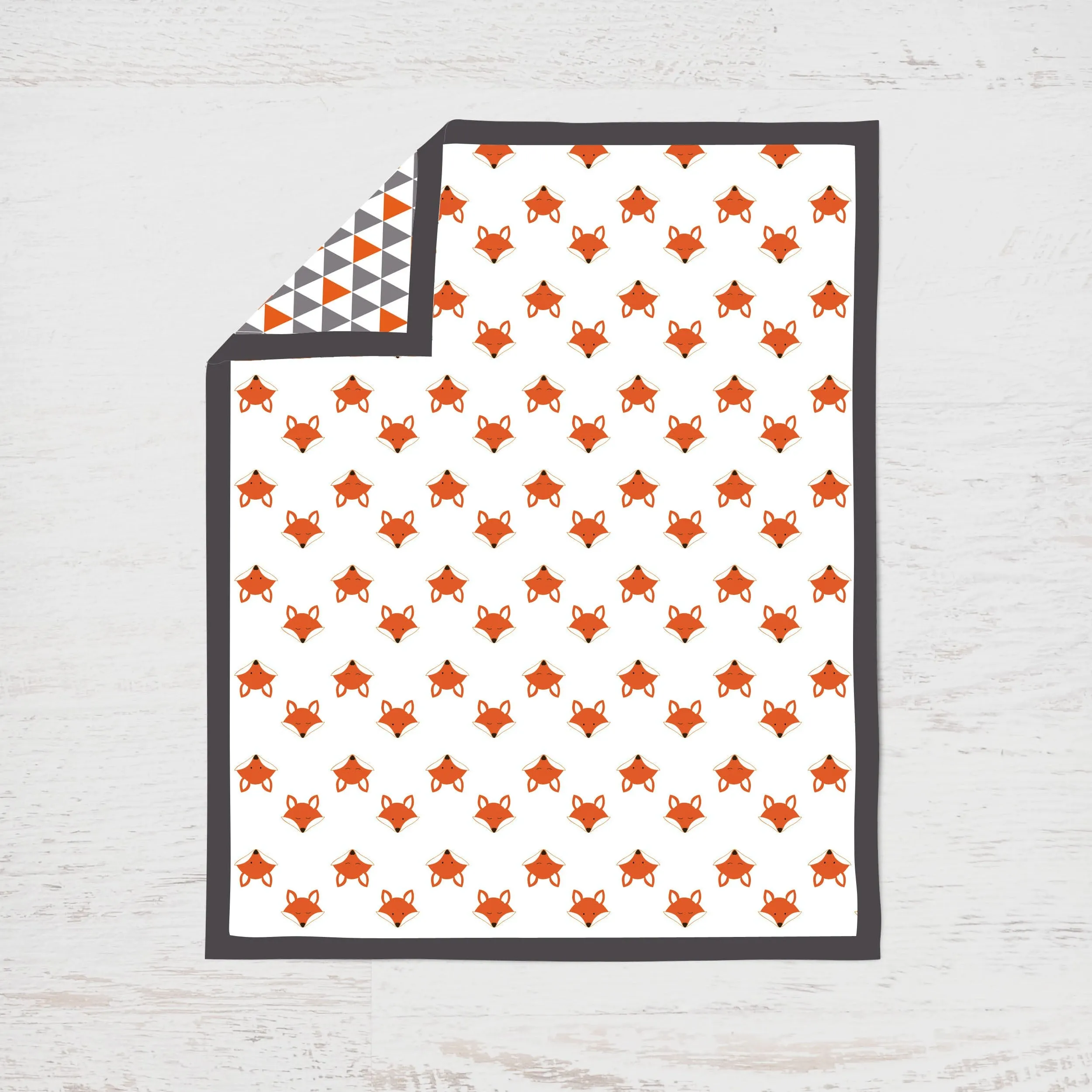 Bacati - Playful Fox 3-Piece Crib Bedding Set - Orange/Grey Unisex