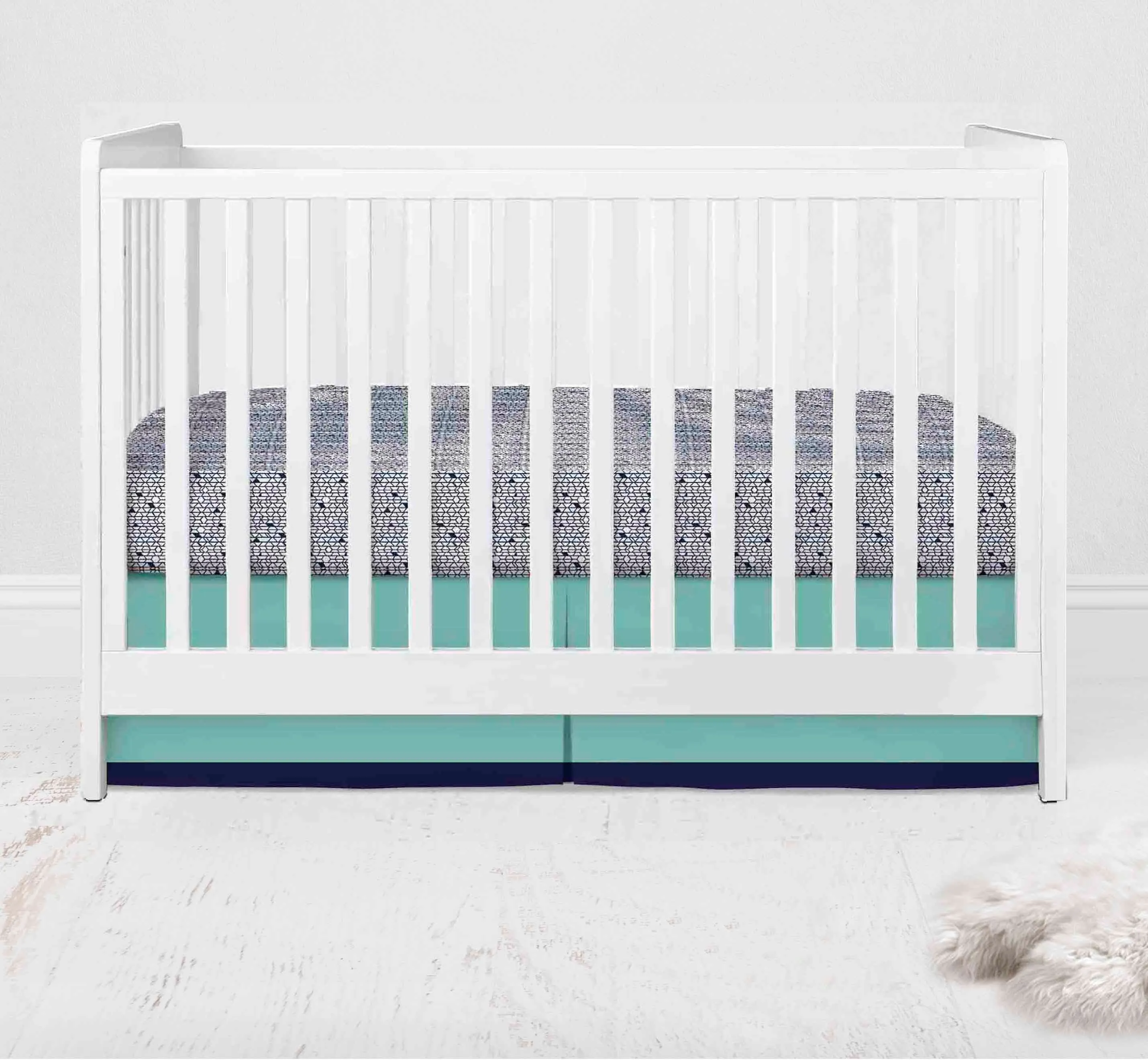 Bacati - Tribal Noah 10-Piece Crib Bedding Set with Two Crib Sheets - Mint/Navy Boys