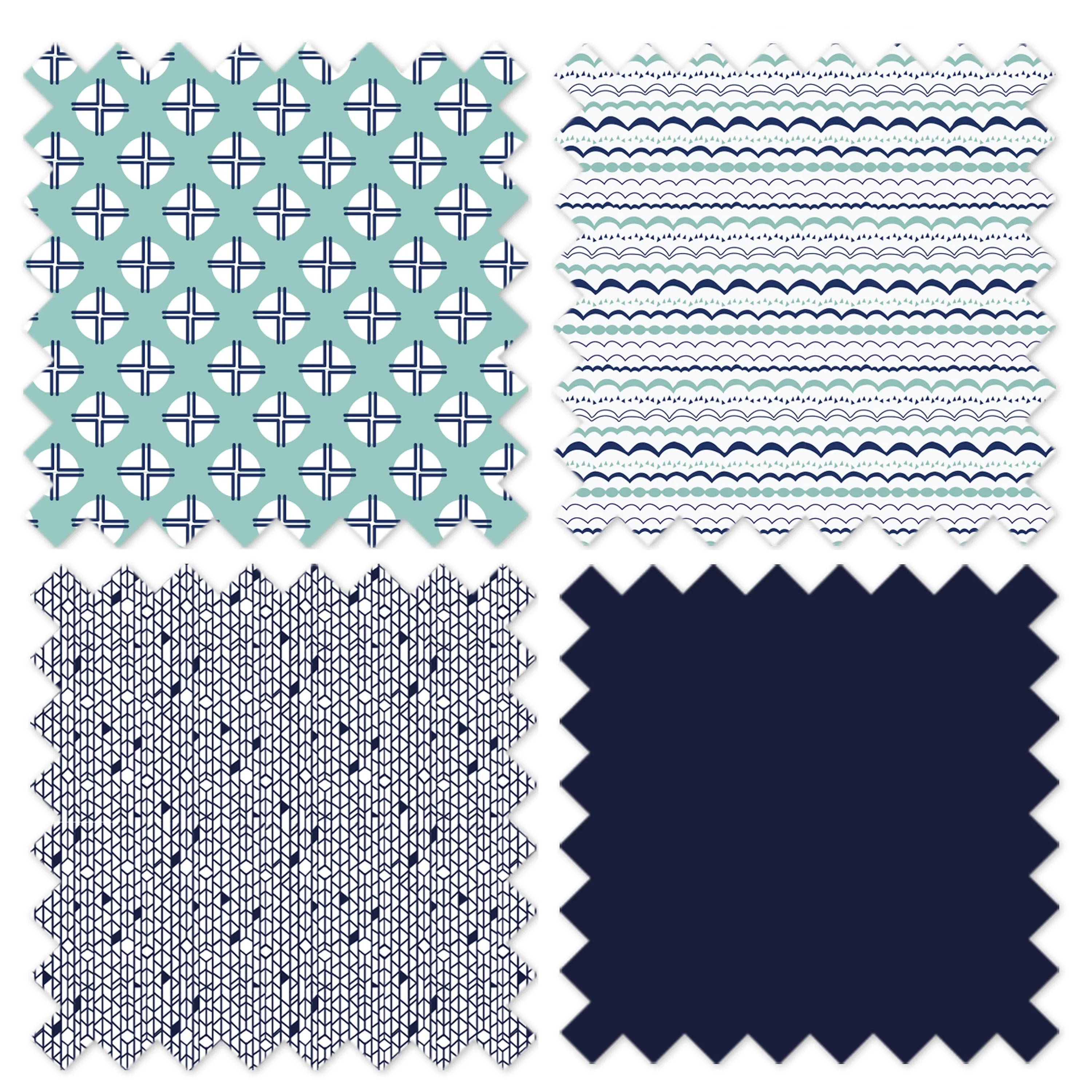 Bacati - Tribal Noah 10-Piece Crib Bedding Set with Two Crib Sheets - Mint/Navy Boys