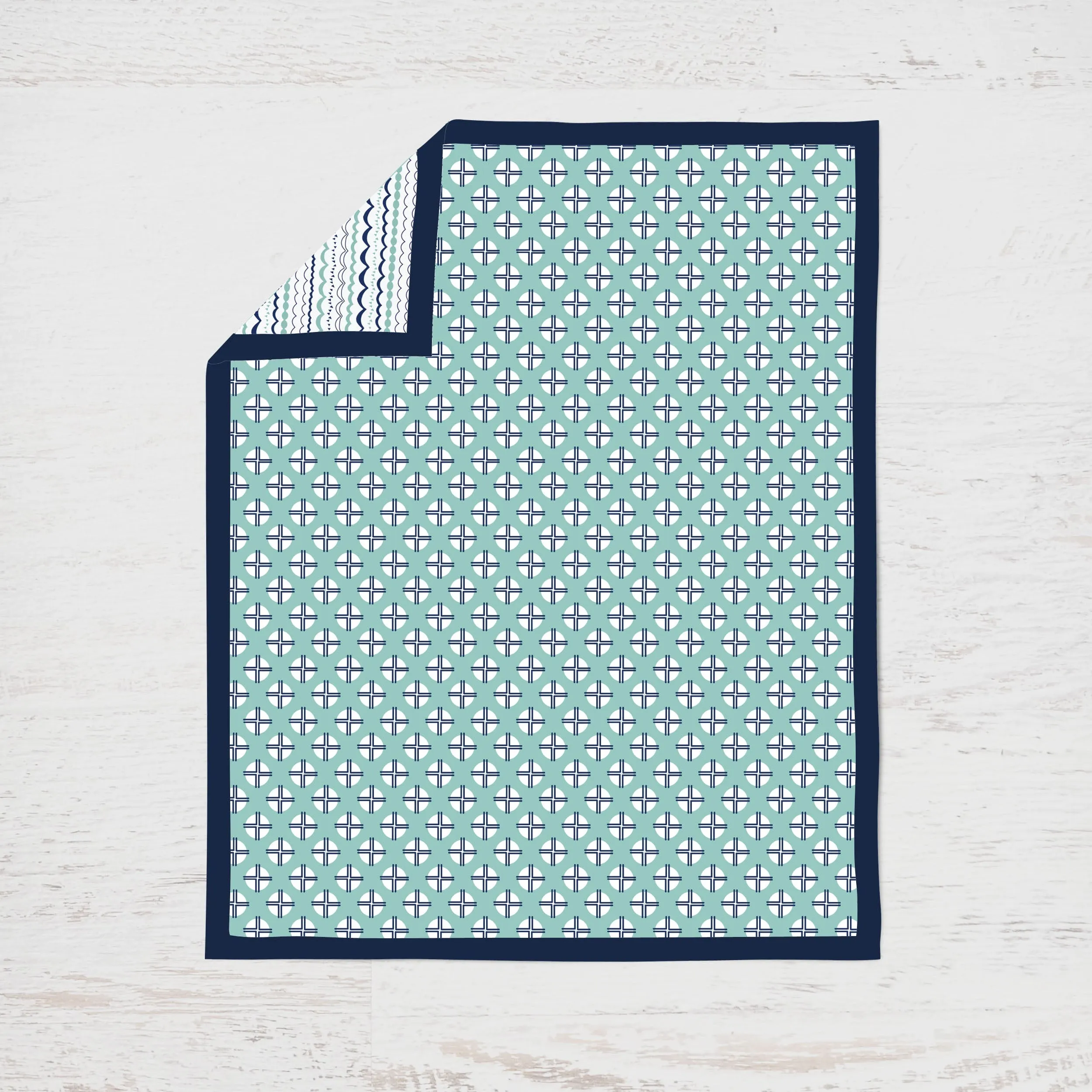 Bacati - Tribal Noah 10-Piece Crib Bedding Set with Two Crib Sheets - Mint/Navy Boys