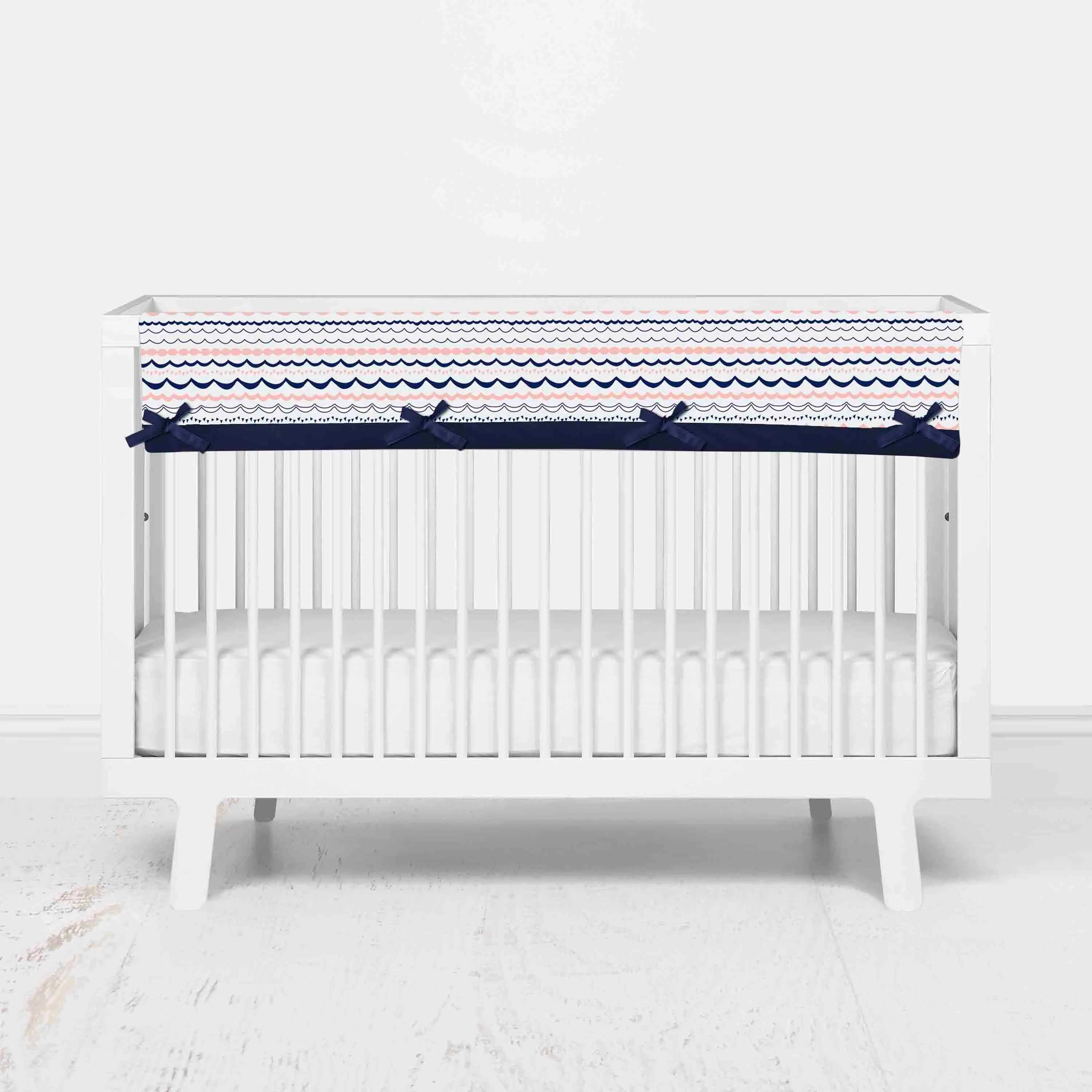 Bacati - Tribal Olivia 10-Piece Crib Bedding Set with Crib Rail Guard - Coral/Navy Girls