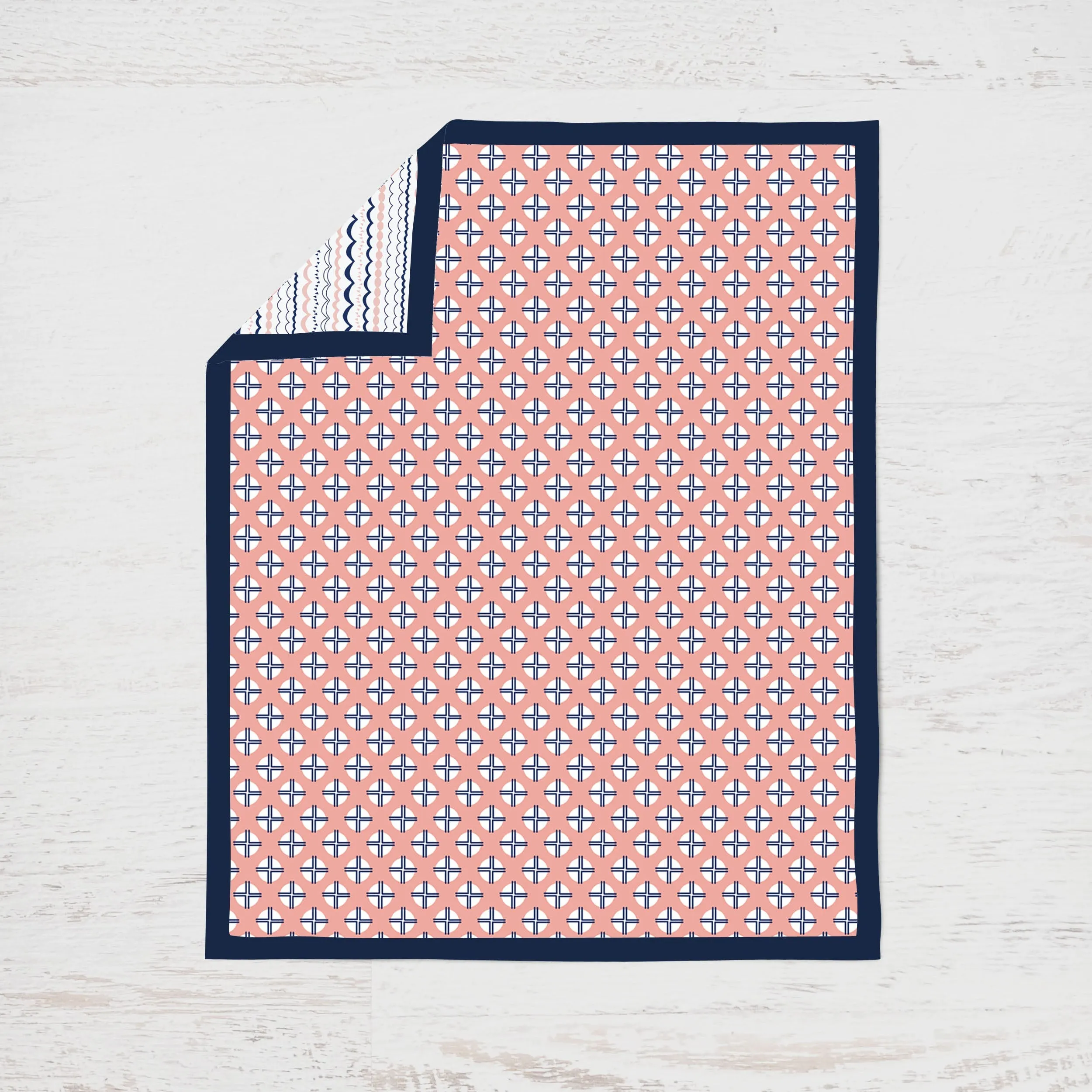 Bacati - Tribal Olivia 10-Piece Crib Bedding Set with Two Crib Sheets - Coral/Navy Girls