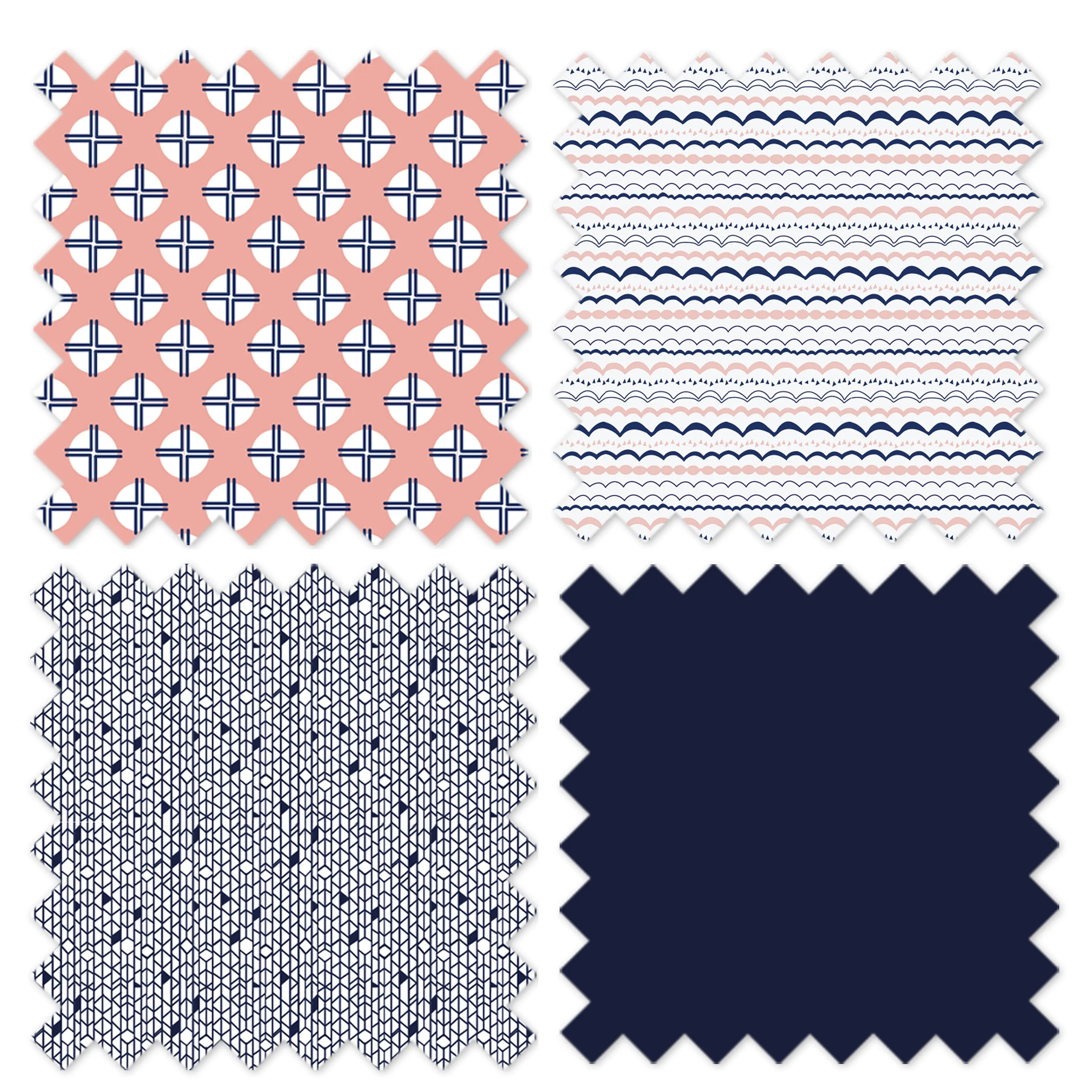 Bacati - Tribal Olivia 10-Piece Crib Bedding Set with Two Crib Sheets - Coral/Navy Girls