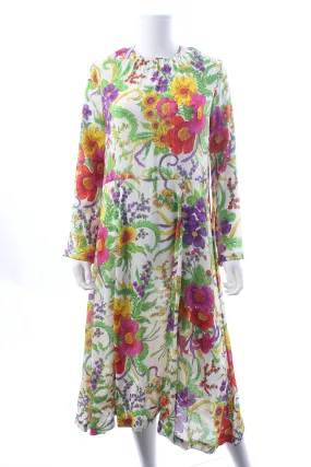 Balenciaga Floral Printed Silk-Crepe Midi Dress
