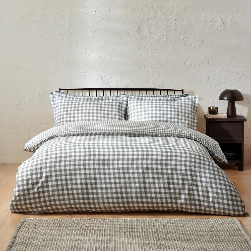 Barton Check Reversible Duvet Cover Set Grey