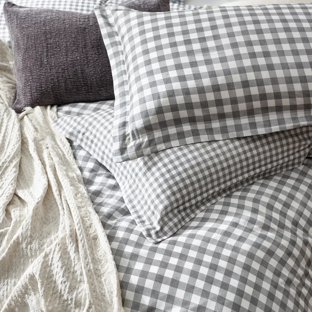 Barton Check Reversible Duvet Cover Set Grey