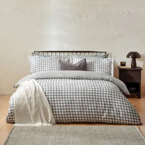 Barton Check Reversible Duvet Cover Set Grey
