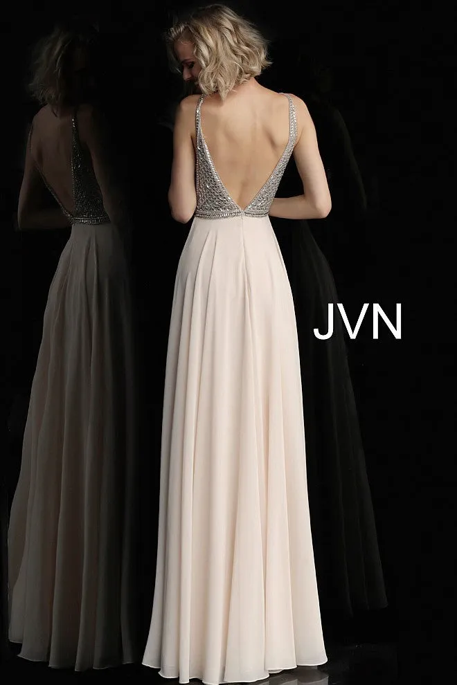 Beaded Bodice Gown - Nude
