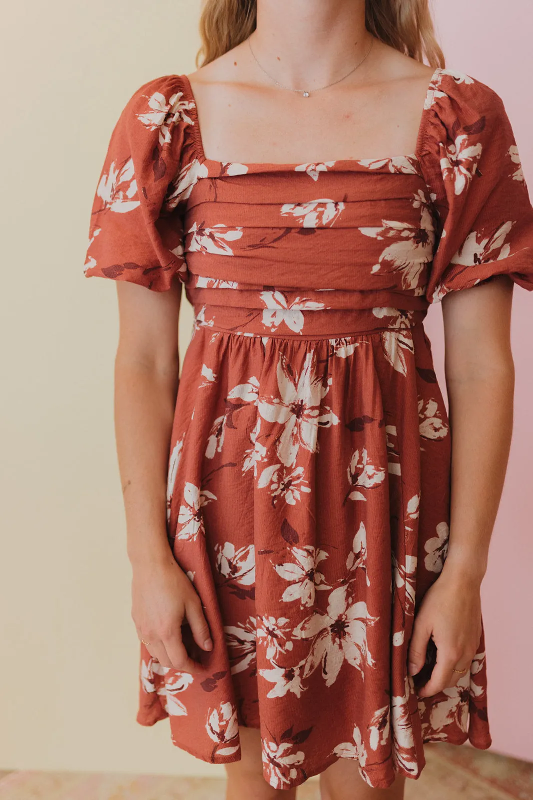 Beautiful Moment Terracotta Floral Mini Dress