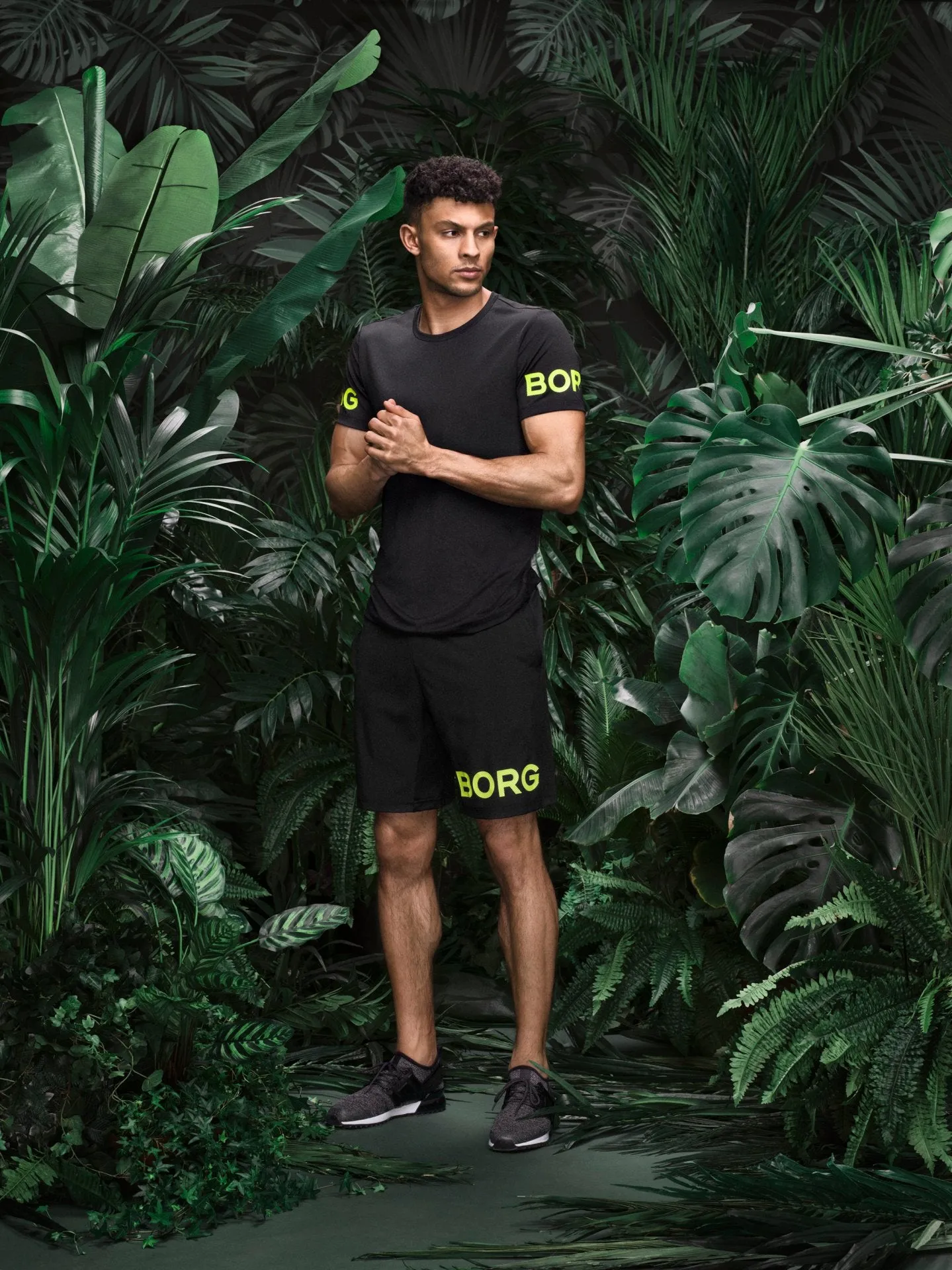 BJORN BORG August Gym Shorts Black with Yellow