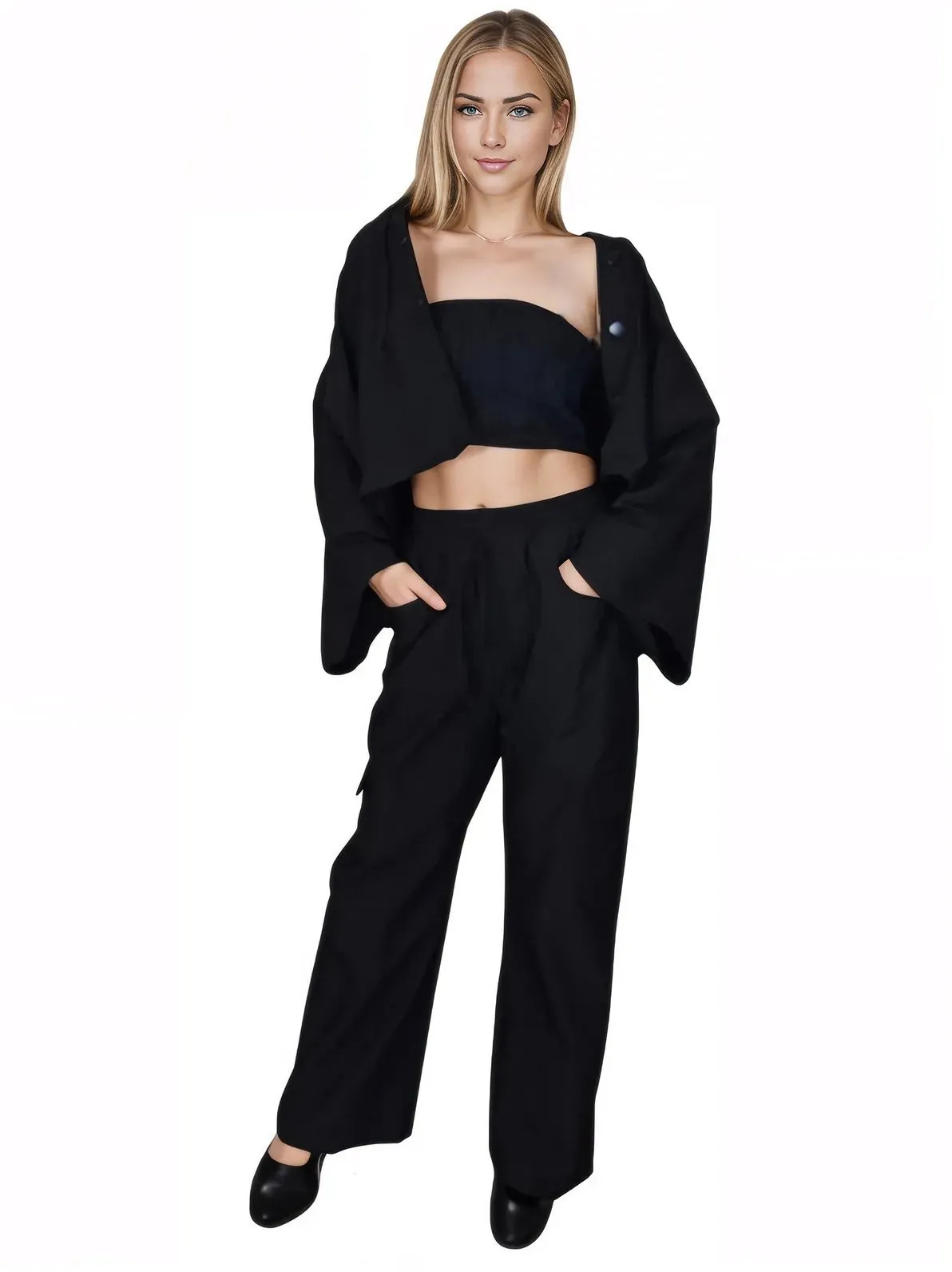 Black Oversized Cropped Hoodie – Stretchy, Cozy & Effortlessly Stylish