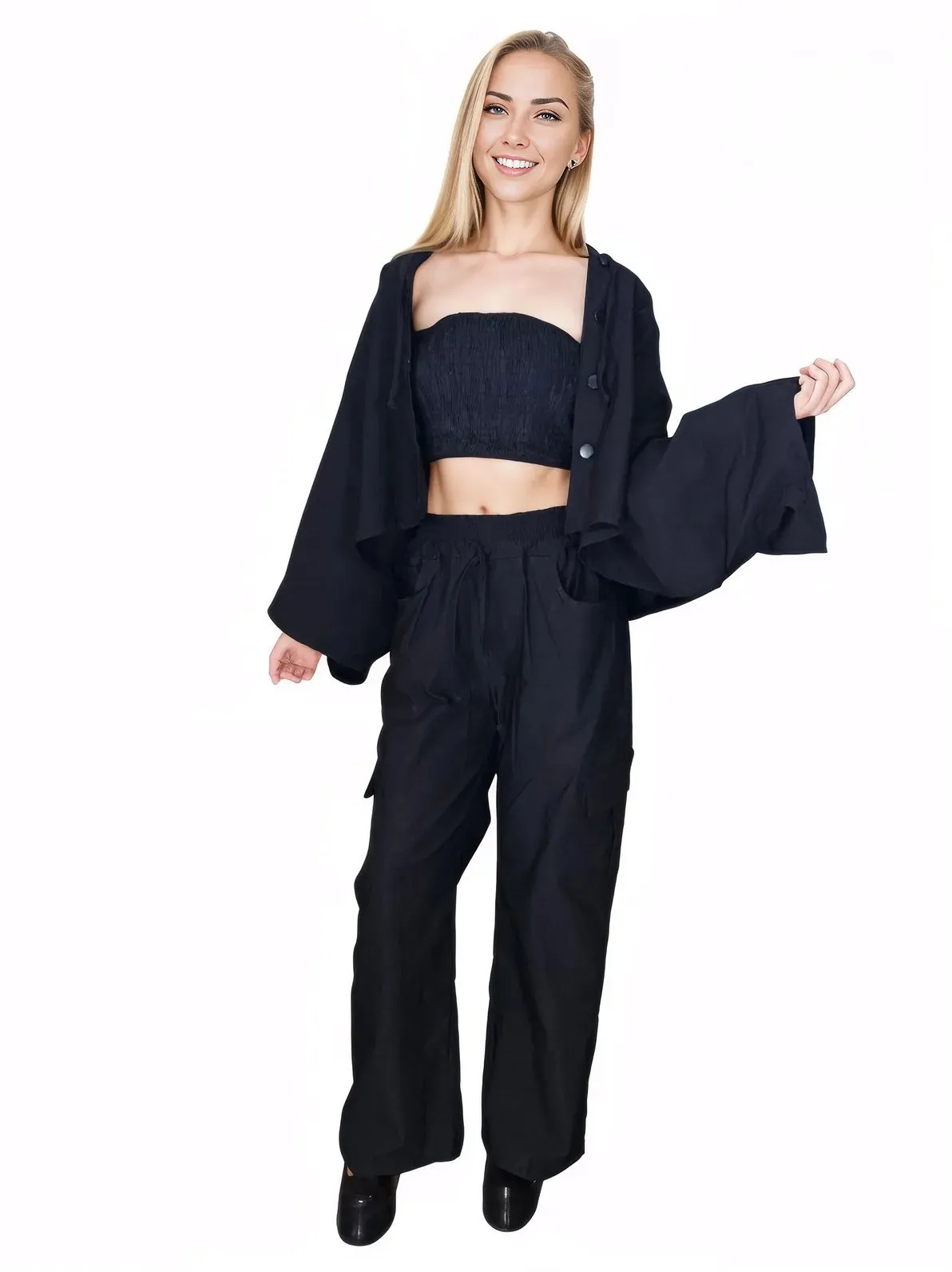Black Oversized Cropped Hoodie – Stretchy, Cozy & Effortlessly Stylish
