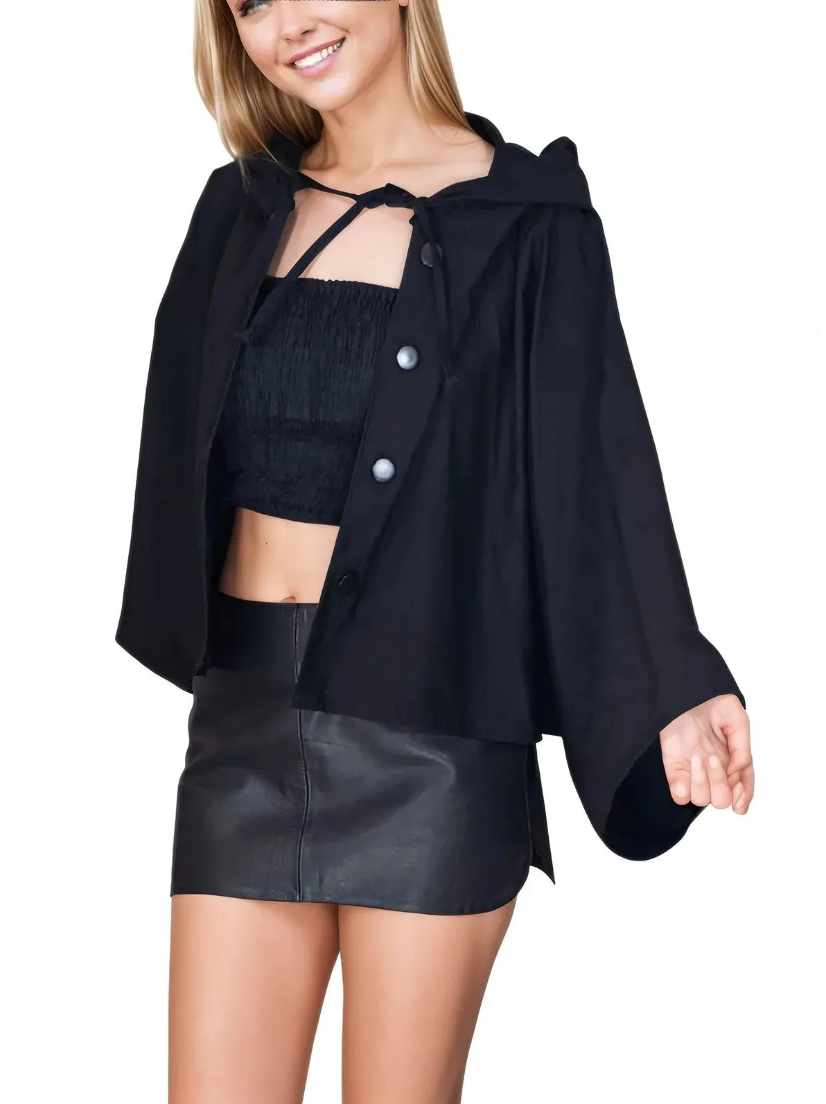 Black Oversized Cropped Hoodie – Stretchy, Cozy & Effortlessly Stylish