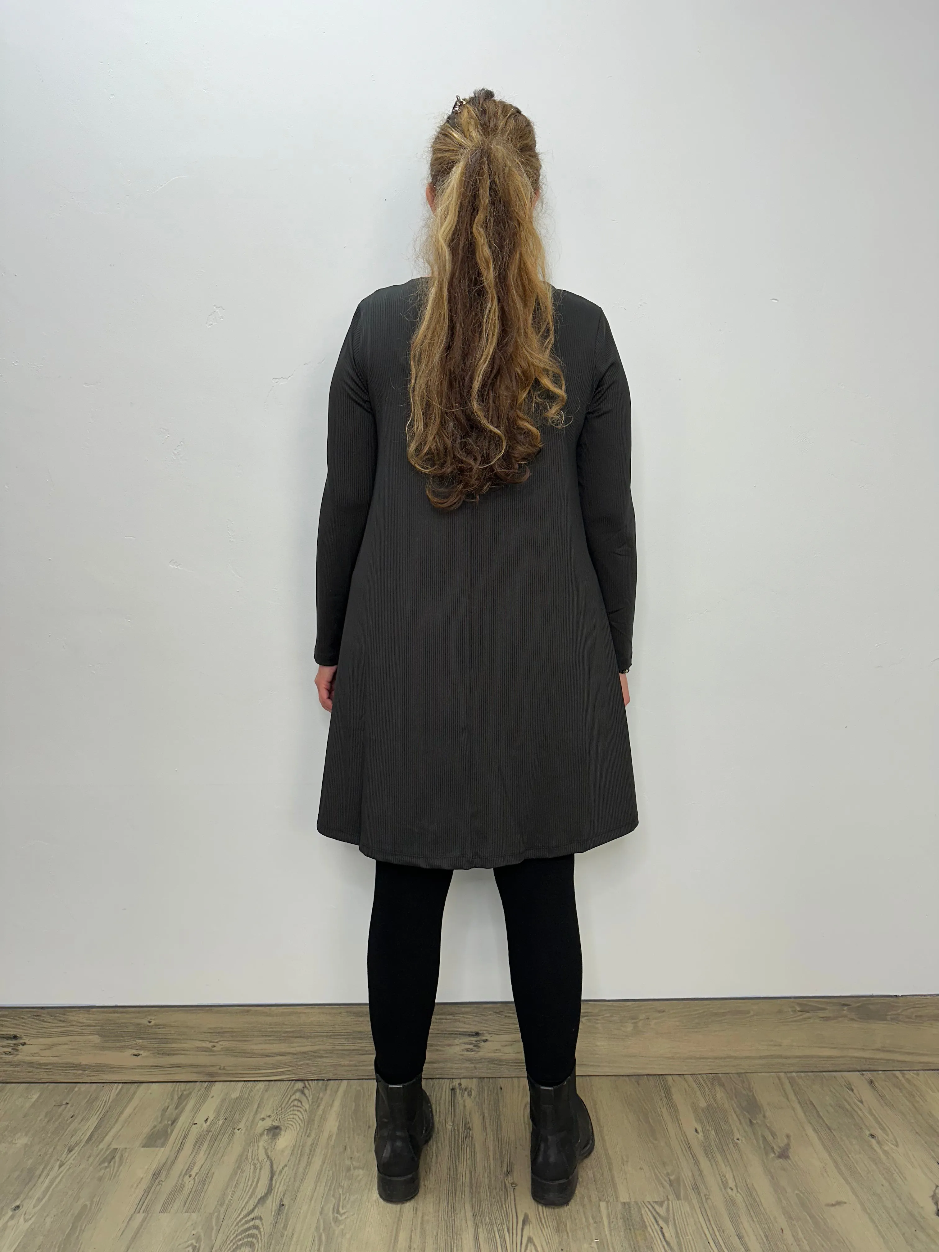 Black Ribbed Long Sleeve Wicked Danae Dress