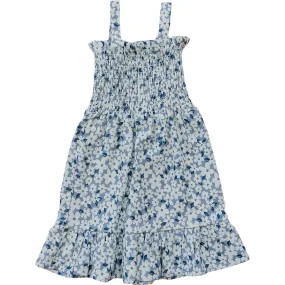 Blue Floral Linen Dress