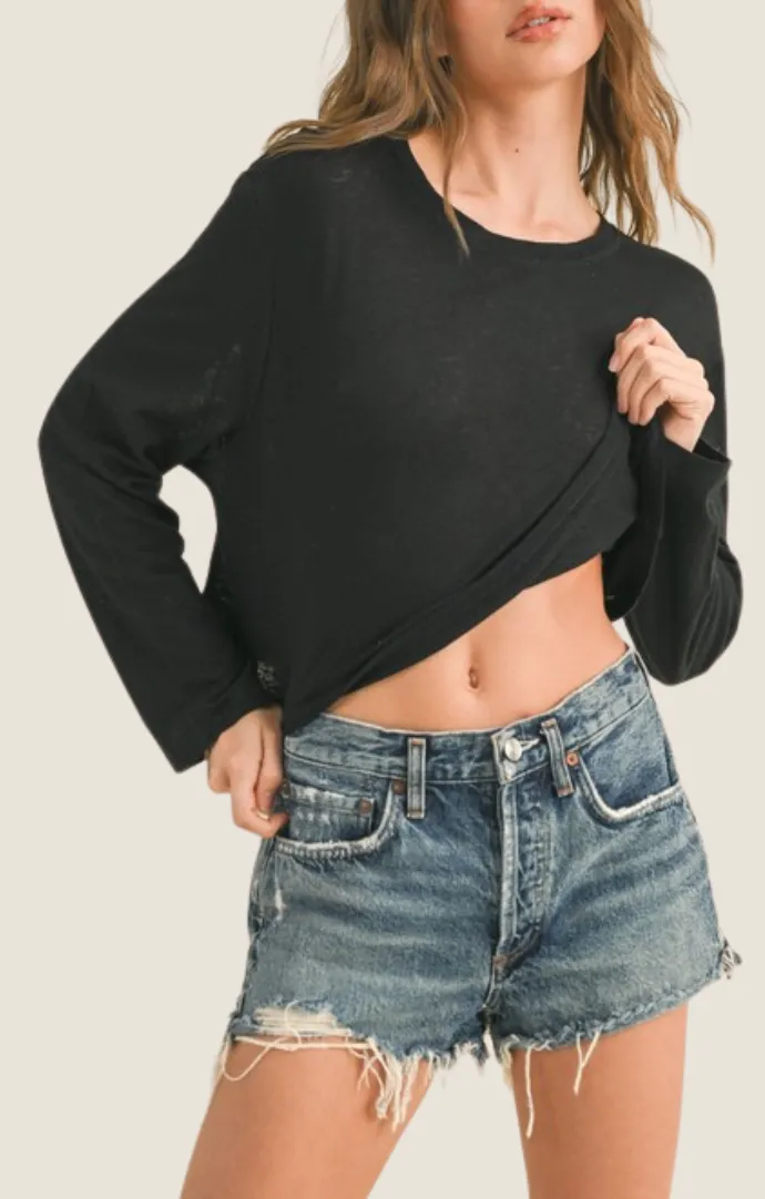 Brinley Black Long Sleeve Top