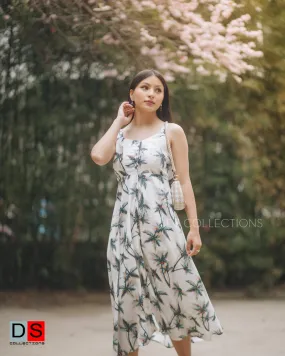 Button Down Floral Dress With Open Back
