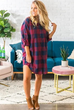 Cabin Cozy Happy Hour Plaid Dress