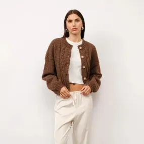 Camilla Cozy Knit Cardigan - Brown