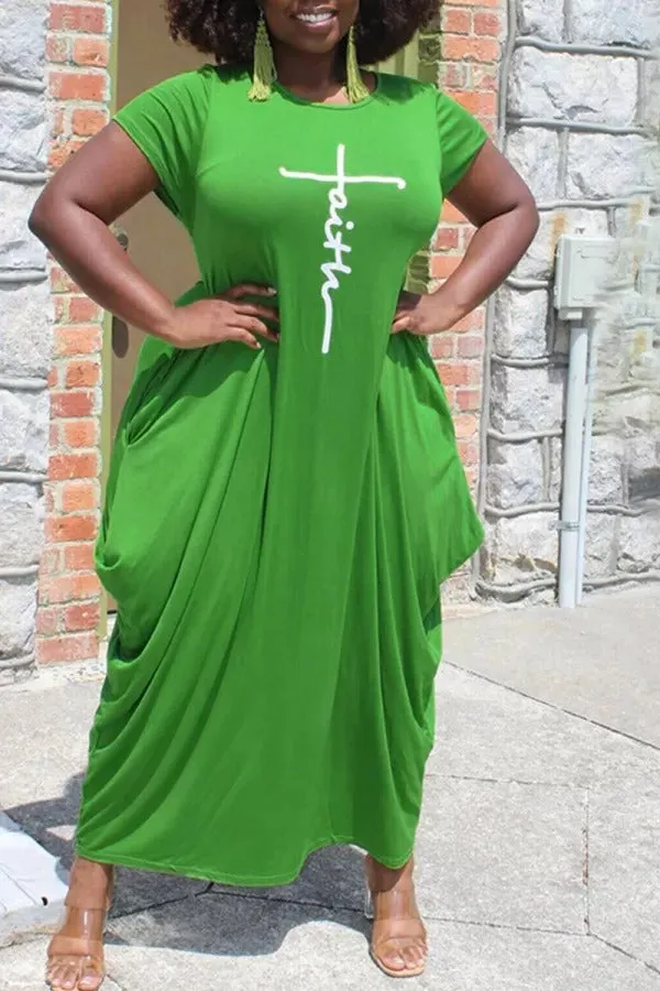 Casual Print Split Joint Asymmetrical O Neck Short Sleeve Dress Plus Size Dresses
