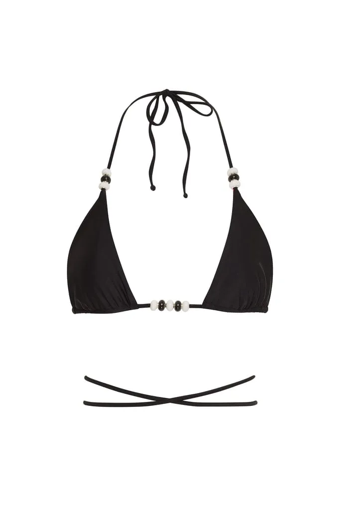 Cattleya Fuchsia Pink - Black Reversible Triangle Top & Tie Side Cheeky Bikini Bottom Swimsuit
