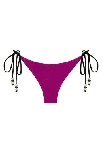 Cattleya Fuchsia Pink - Black Reversible Triangle Top & Tie Side Cheeky Bikini Bottom Swimsuit
