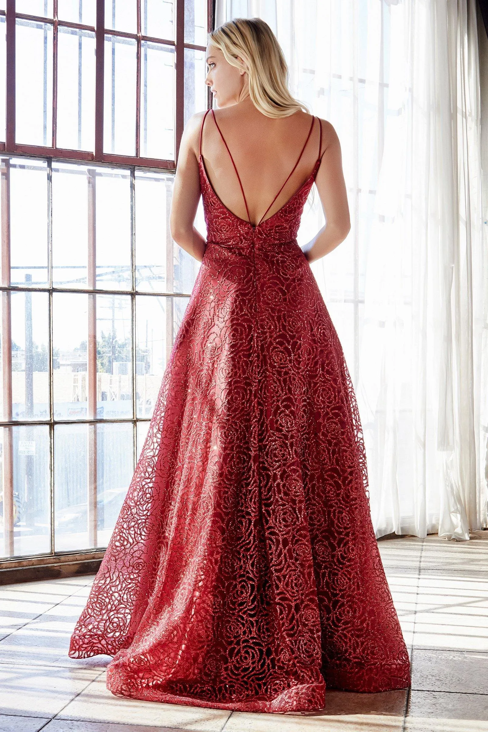 CHARLOTTE Glitter Roses Formal Ball Gown