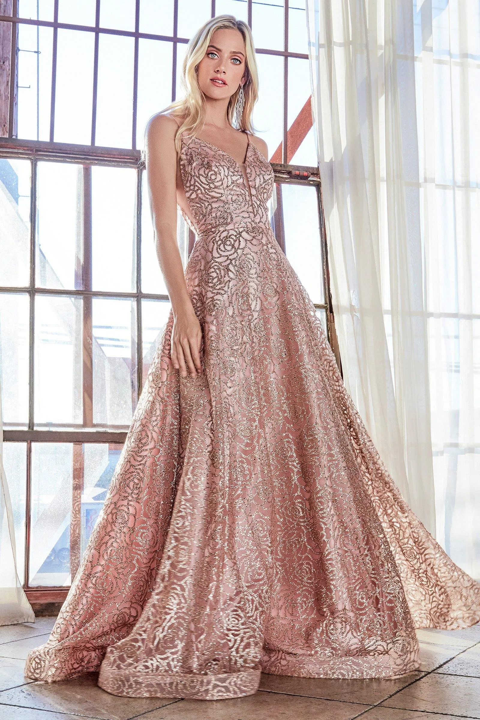 CHARLOTTE Glitter Roses Formal Ball Gown