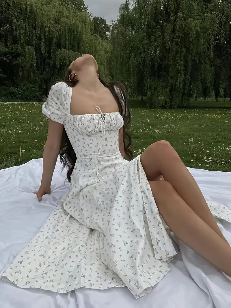 Charmie Floral Puff Sleeve Maxi Summer Dress