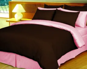 Chocolate Pink Reversible Duvet Cover Set Egyptian Cotton 1000TC