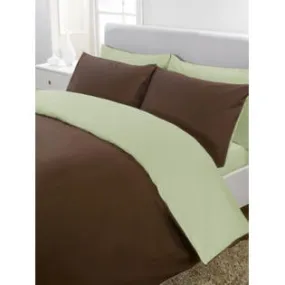 Chocolate Sage Reversible Duvet Cover Set Egyptian Cotton 1000TC