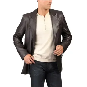 Classic Black Casual Leather Blazer Coat for Men - Stylish & Versatile