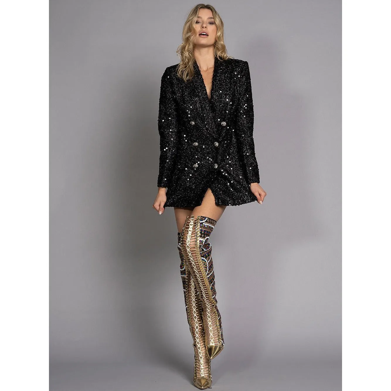 Classic Sequined Black Blazer
