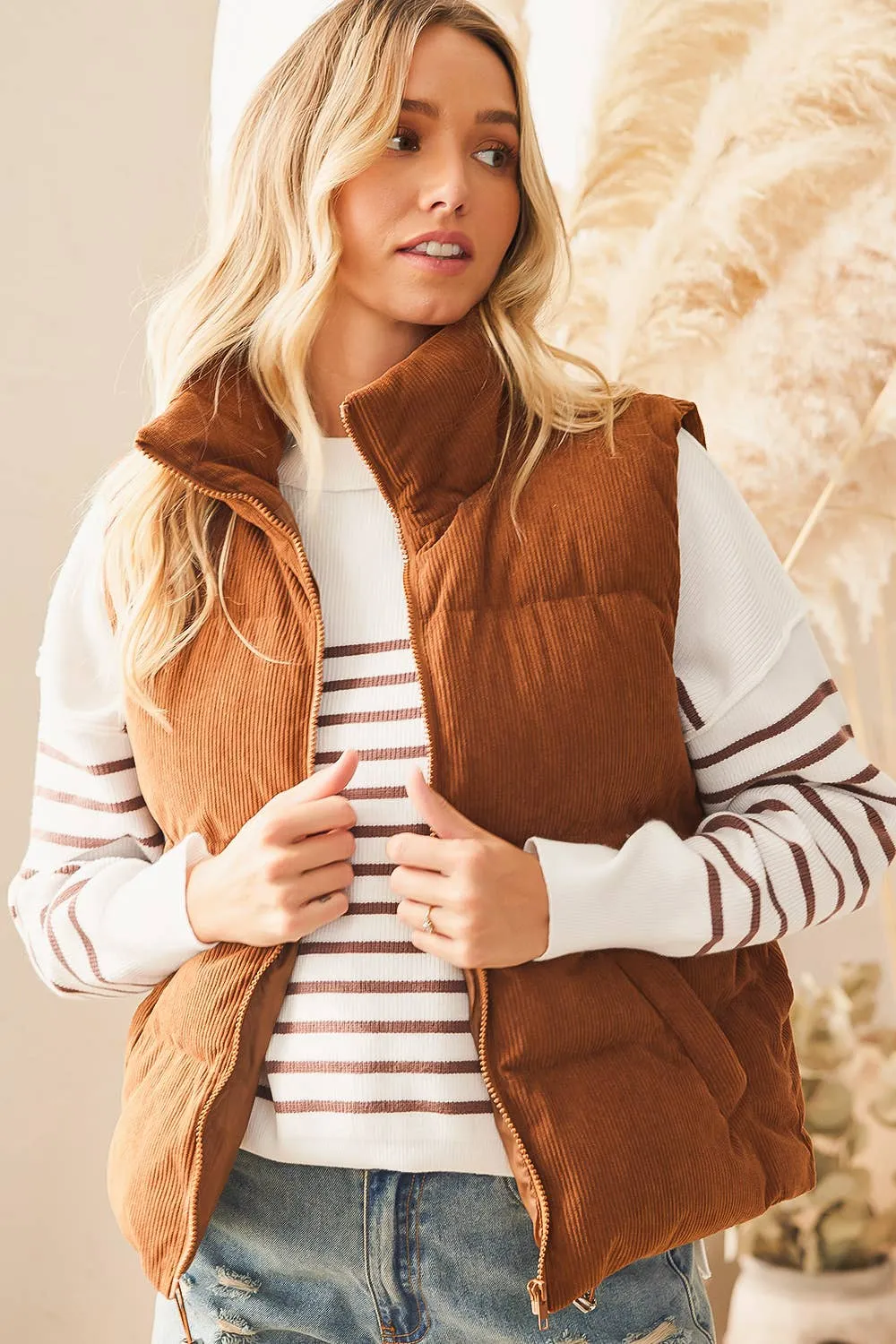 Claudia - Corduroy Puffer Vest