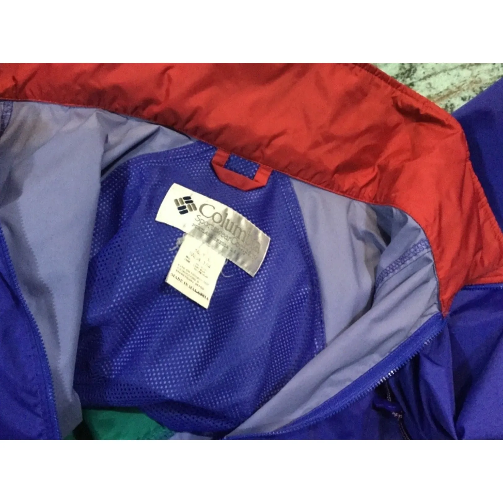 Columbia Pullover Windbreaker 1-4 Zip, Large, Colorblock VTG 90s Purple PACKABLE