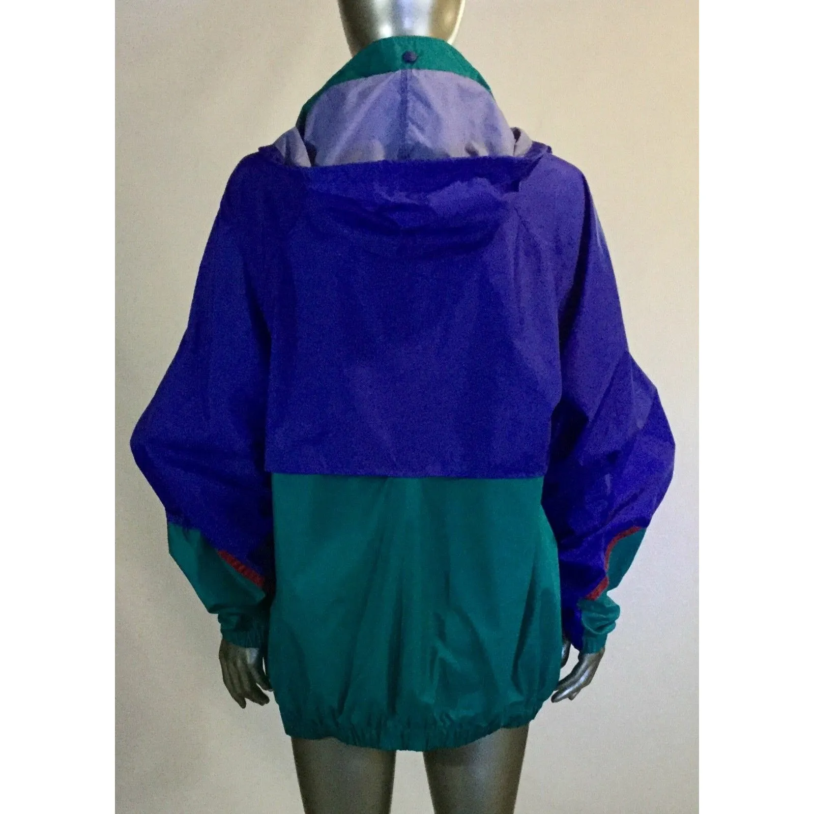 Columbia Pullover Windbreaker 1-4 Zip, Large, Colorblock VTG 90s Purple PACKABLE