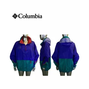 Columbia Pullover Windbreaker 1-4 Zip, Large, Colorblock VTG 90s Purple PACKABLE
