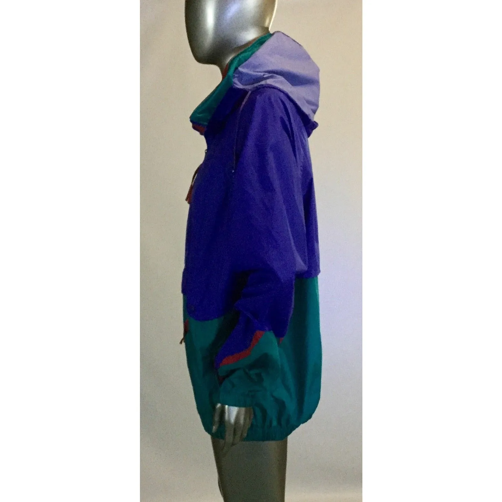 Columbia Pullover Windbreaker 1-4 Zip, Large, Colorblock VTG 90s Purple PACKABLE