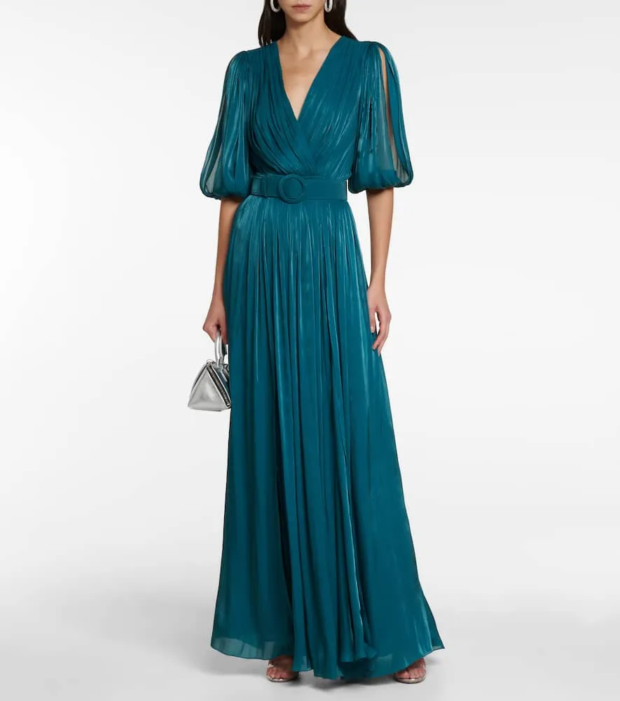 Costarellos Brennie iridescent georgette gown
