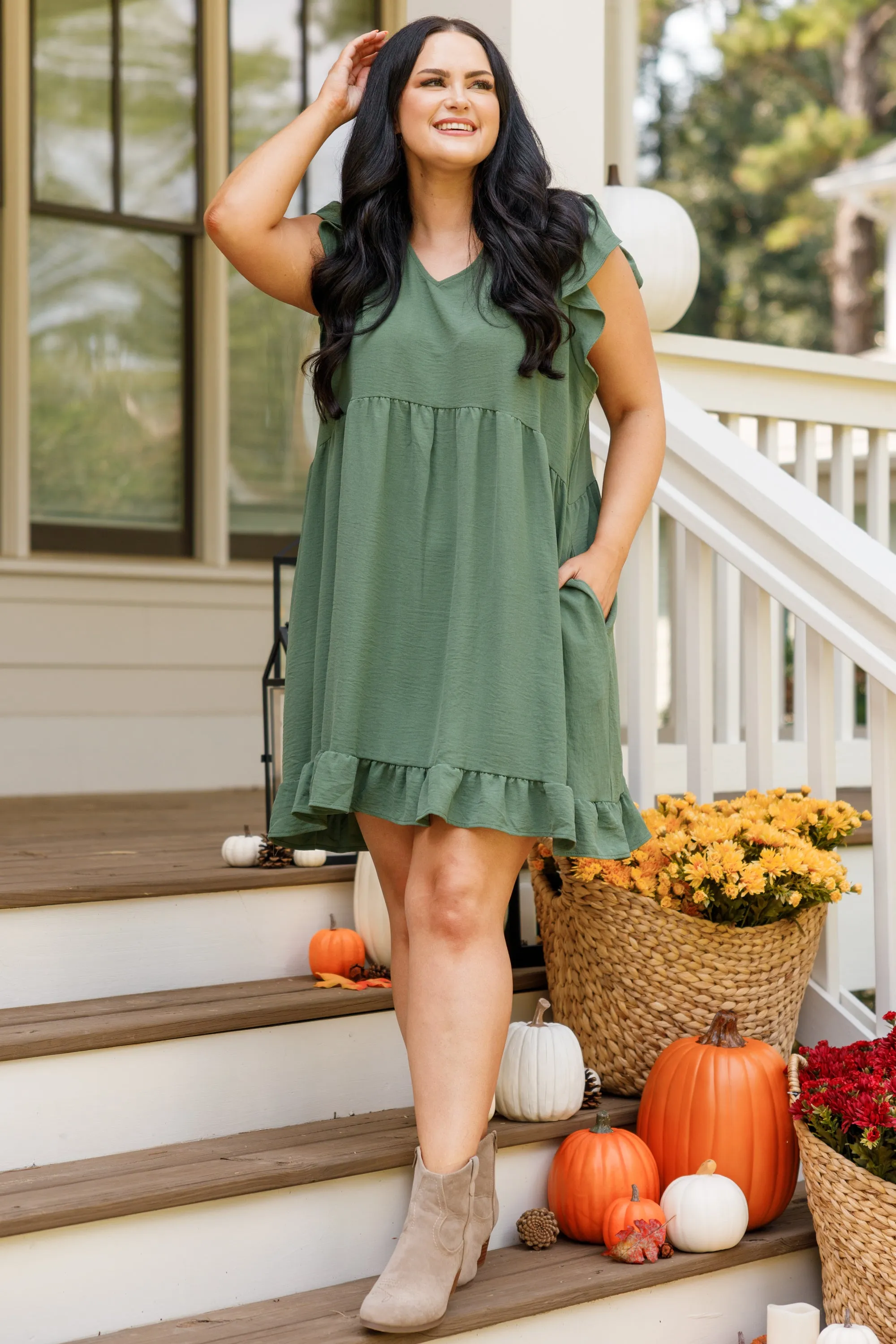 Cozy Cabana Dress, Dusty Olive