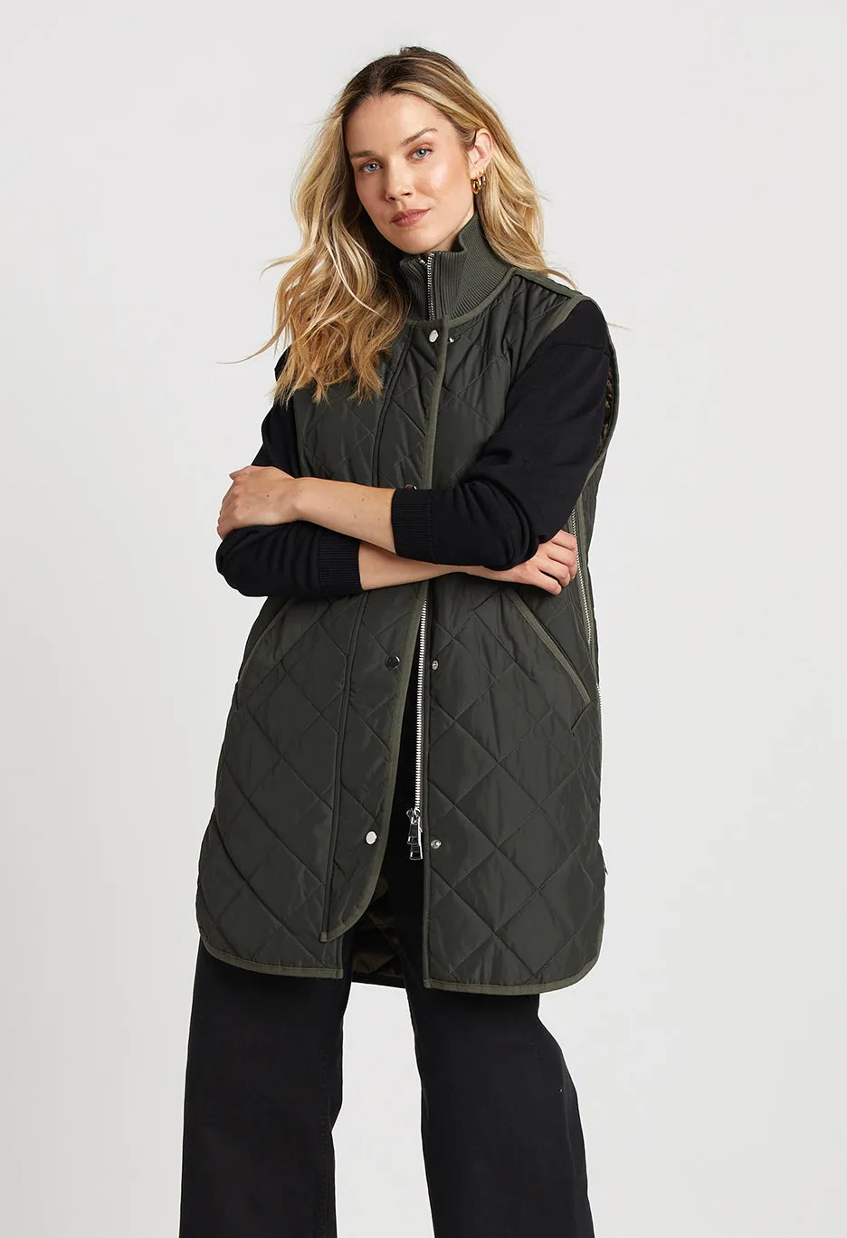 Destiny Quilted Vest in Cilantro