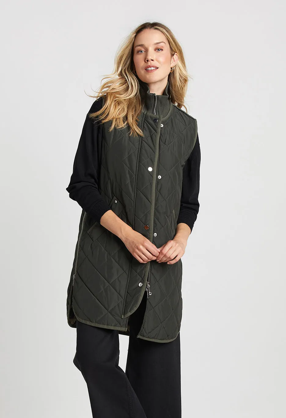 Destiny Quilted Vest in Cilantro