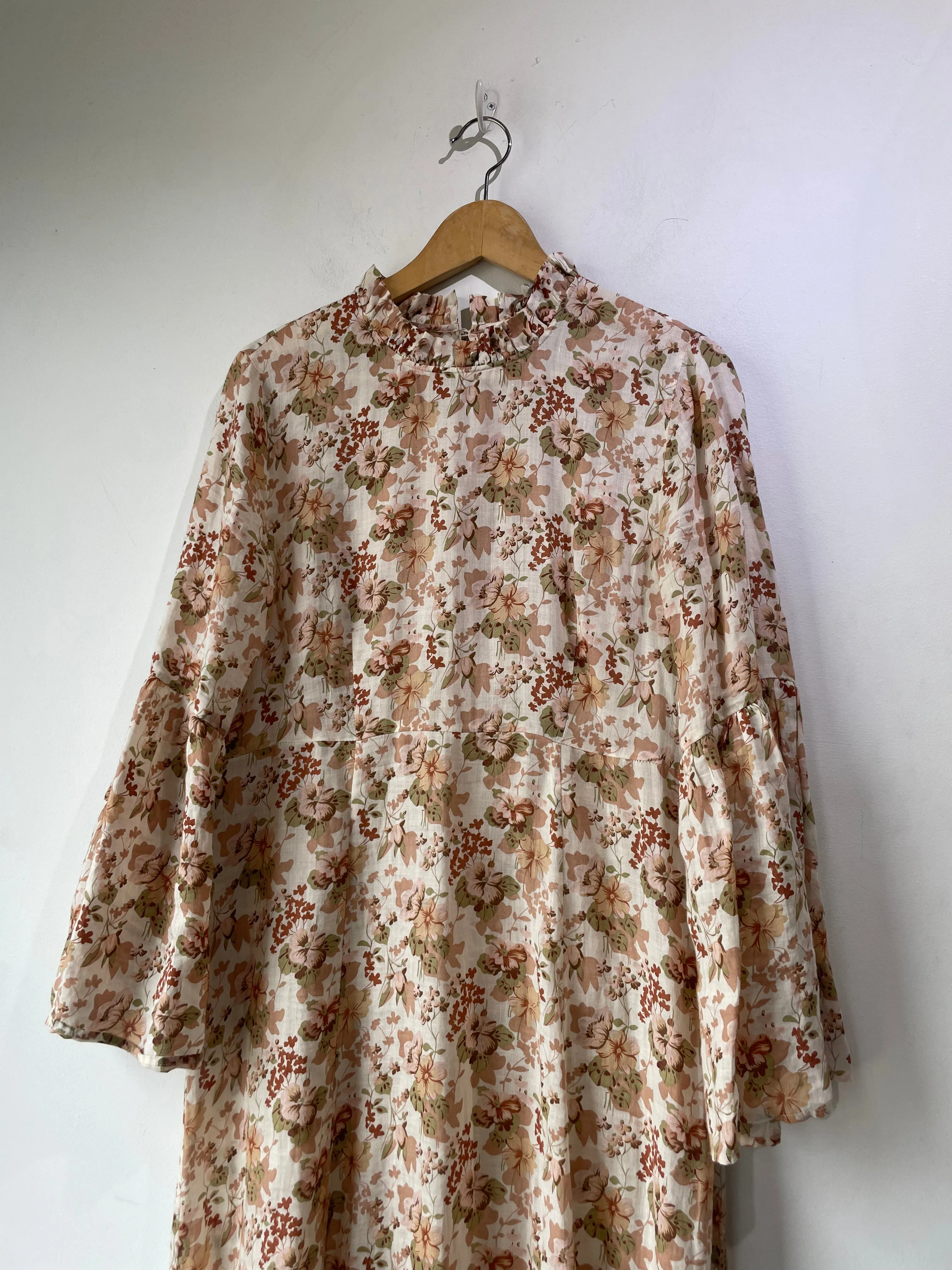 Doen Brown Floral Bell Sleeve Adelaide Dress