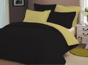 Egyptian Cotton Black and Gold Reversible Duvet Cover Set 1000TC