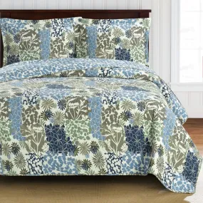 Elena Green Forest Quilt Bedding Oversized Reversible Quilt Set