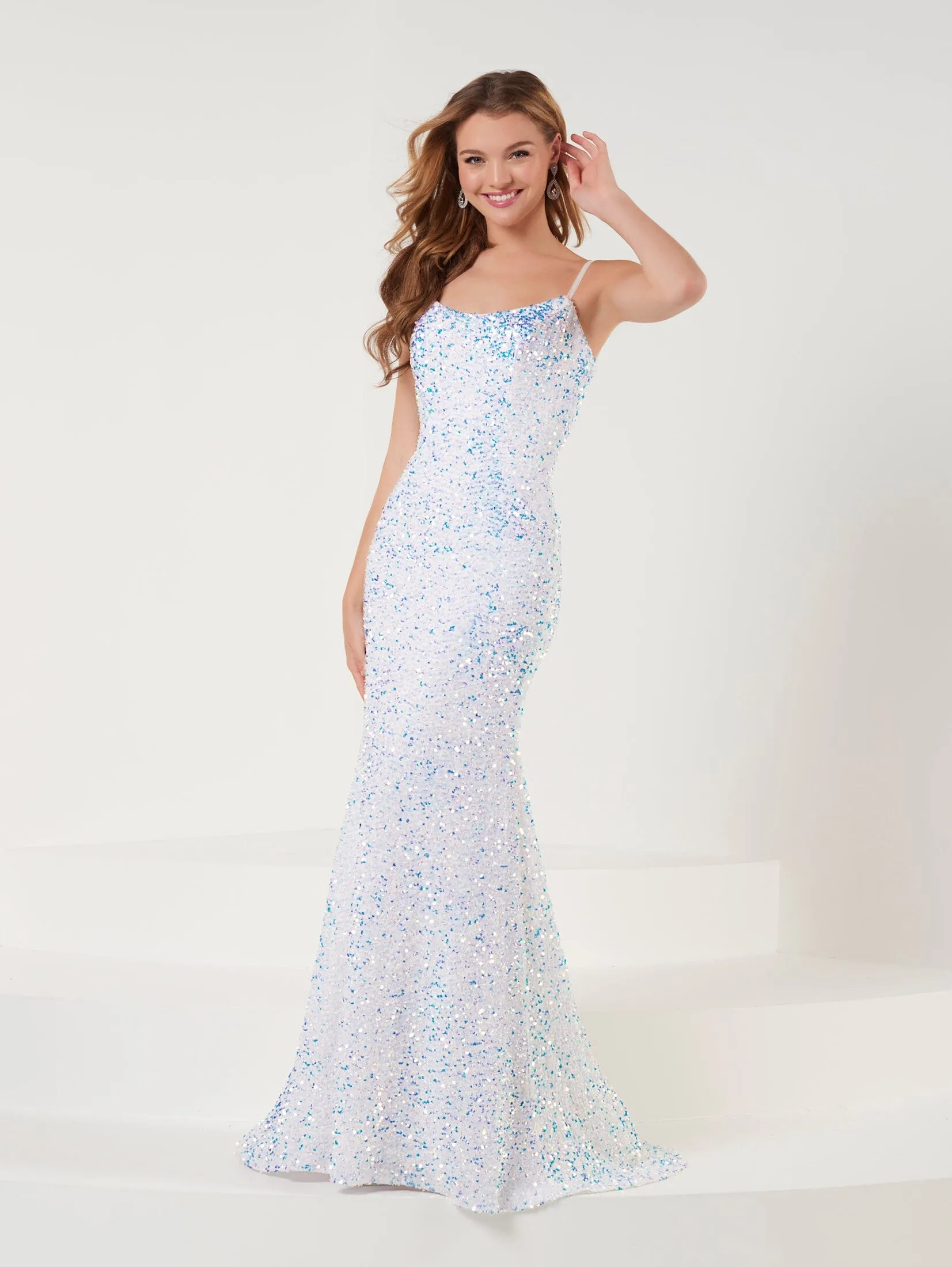 Fitted Sequin Velvet Sleeveless Gown by Studio 17 12856